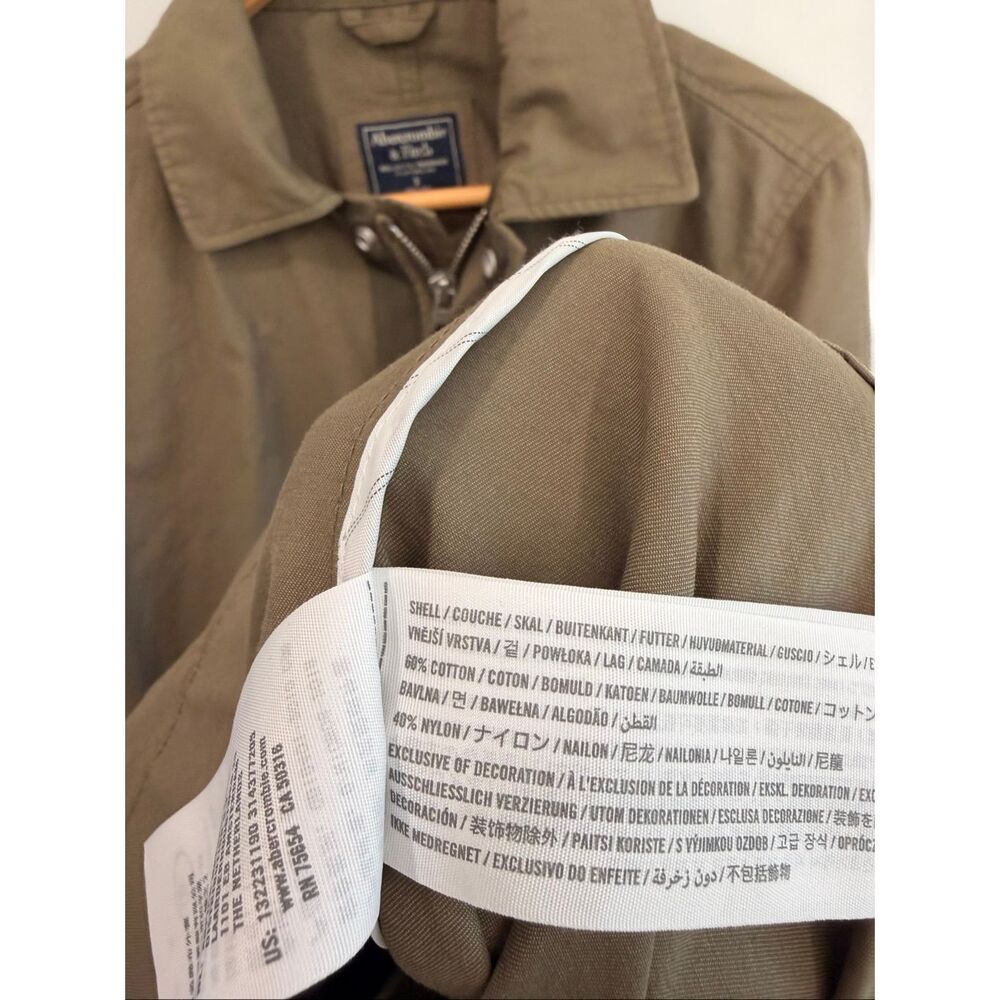 Abercrombie Fitch Olive Trench Coat Jacket S NWOT - Picture 5 of 6
